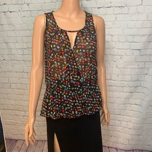 Hinge retro Lightweight confetti sheer Colorful top boho business casual top